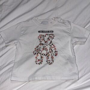 Burberry White Tee with Floral Bear Design